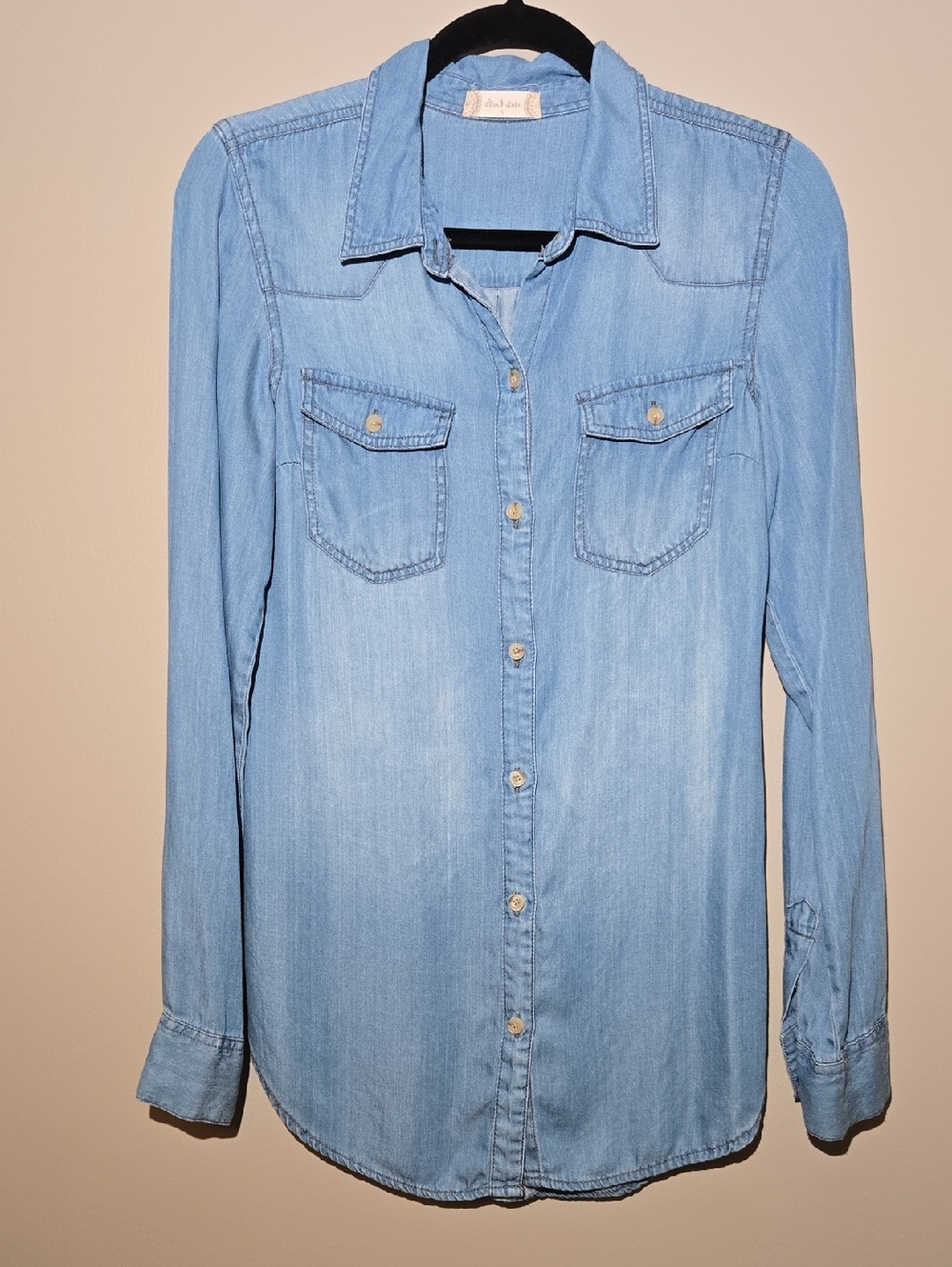 Altar'd State Light Blue Denim Top